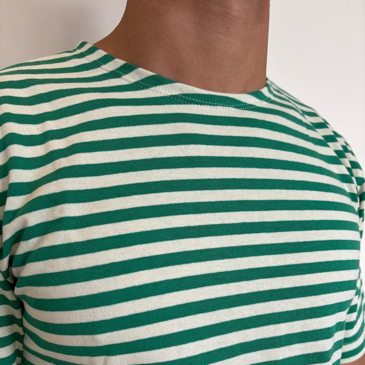 Green/White Striped Telnyashka - Short Sleeve