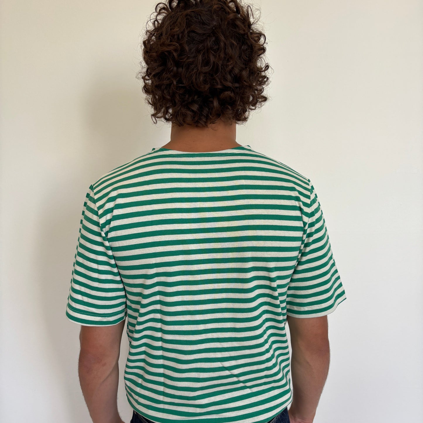 Green/White Striped Telnyashka - Short Sleeve