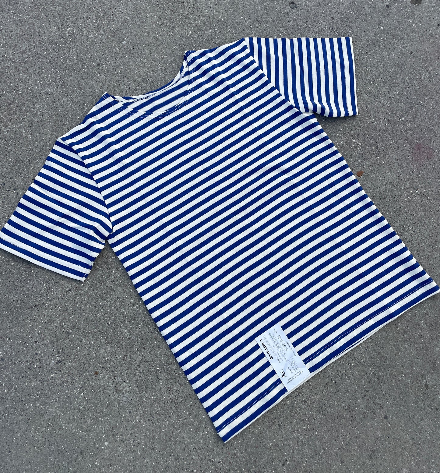 Light Blue/White Striped Telnyashka - Short Sleeve