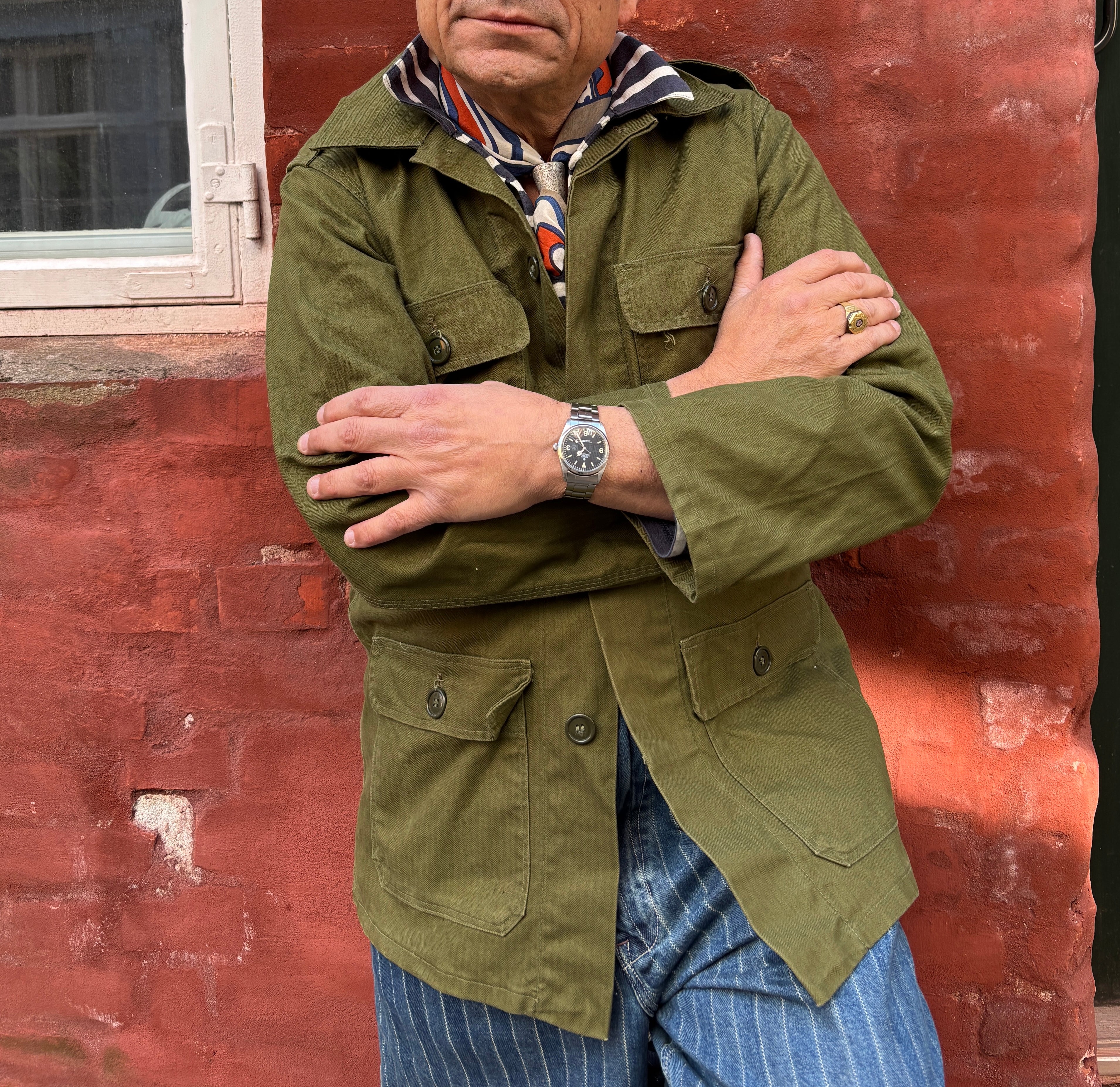 Danish Army Olive Green Herringbone M66 Jacket