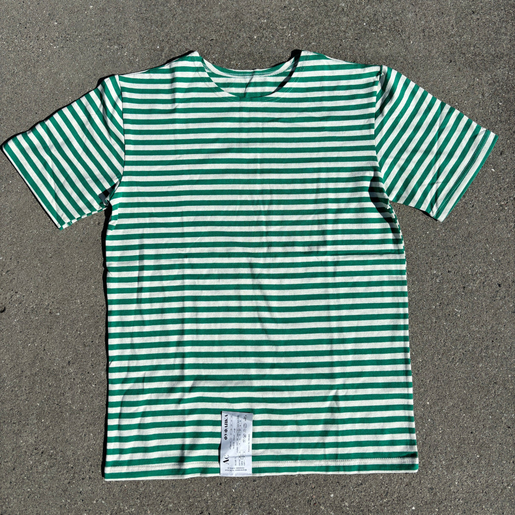 Green/White Striped Telnyashka - Short Sleeve