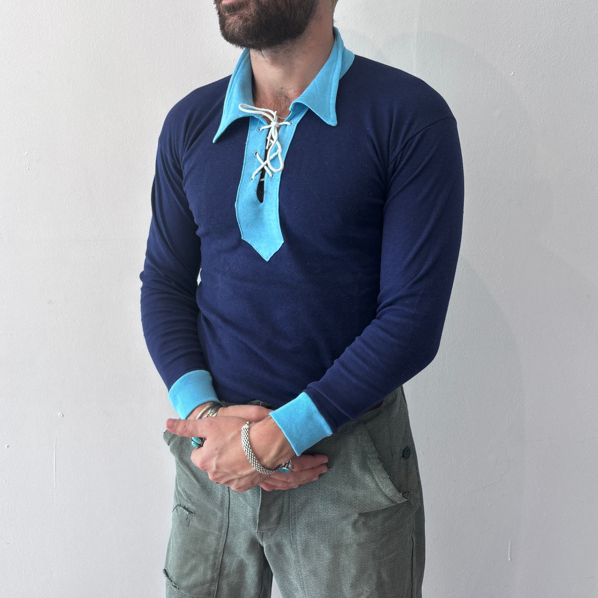 60/70's Berri Sports Tee Navy/Light Blue