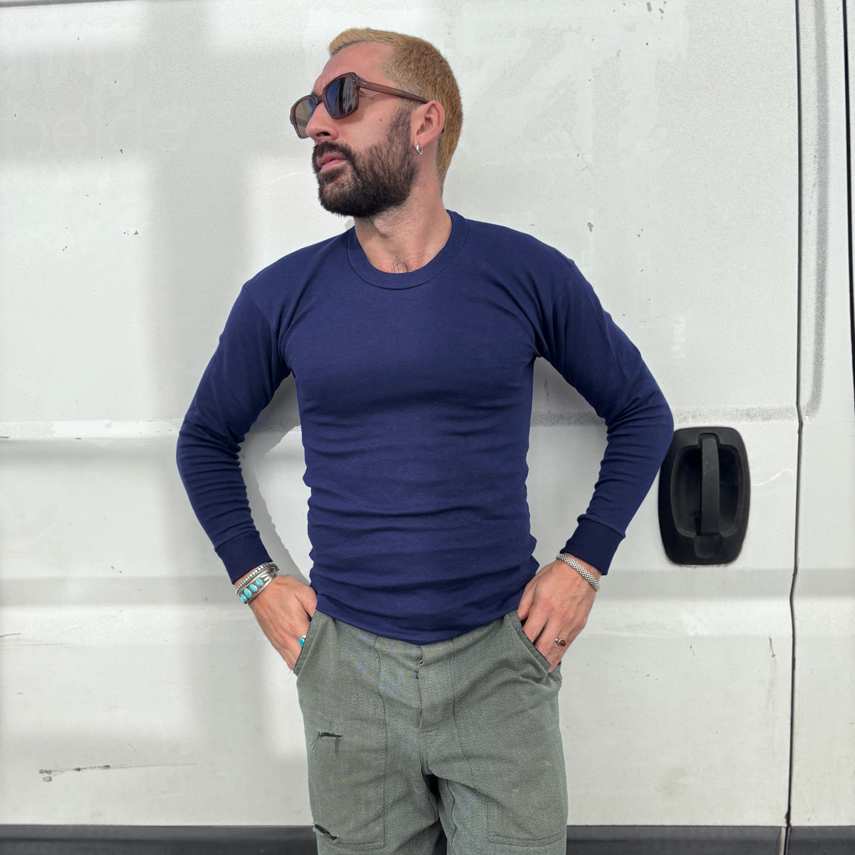 60/70's Berri Sports Tee Round Collar Navy