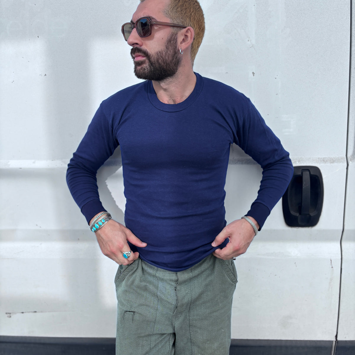 60/70's Berri Sports Tee Round Collar Navy
