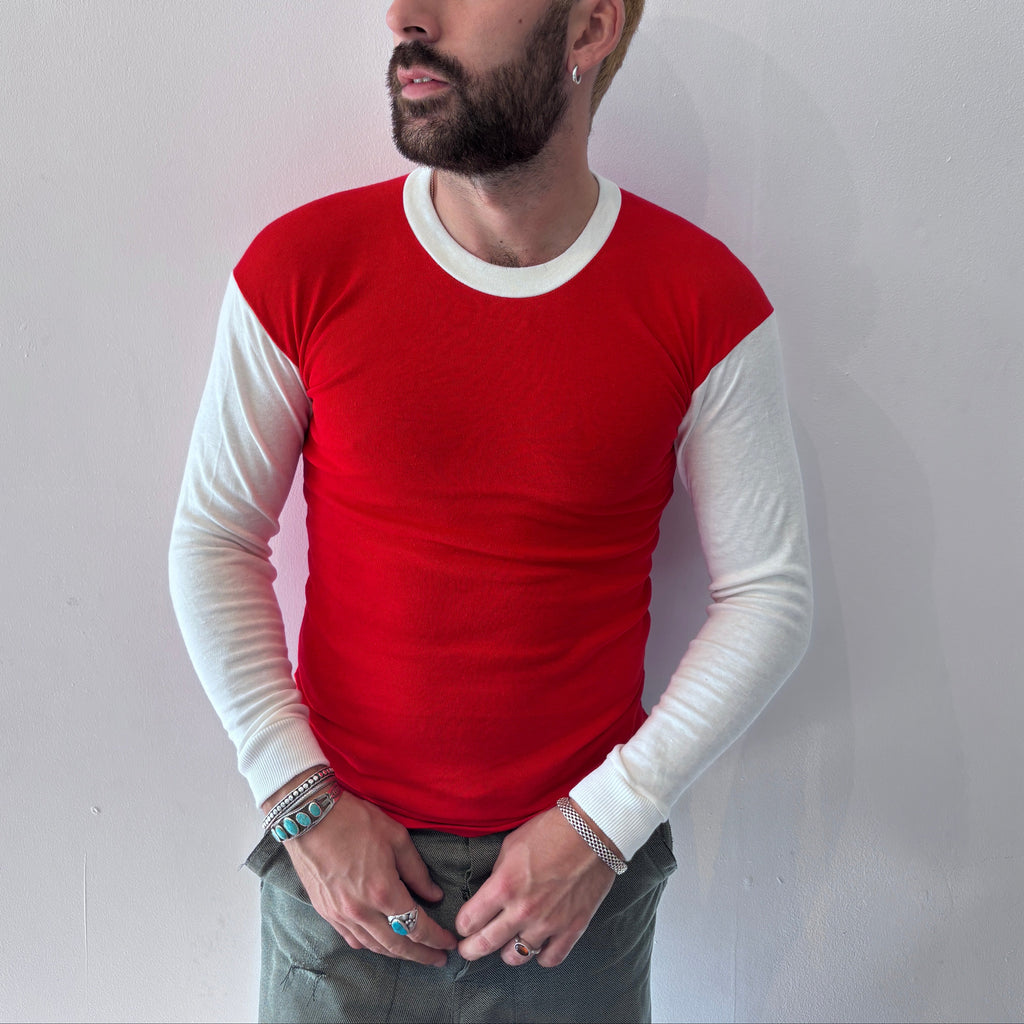 60/70's Berri Sports Tee Round Collar Red/White