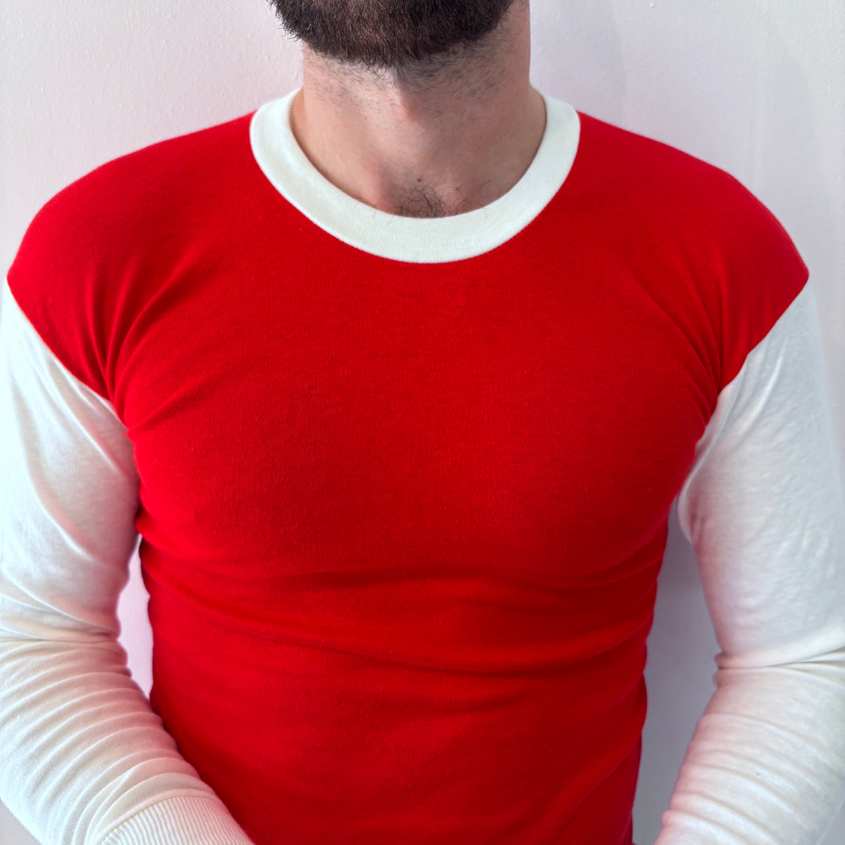 60/70's Berri Sports Tee Round Collar Red/White