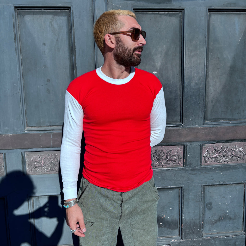 60/70's Berri Sports Tee Round Collar Red/White