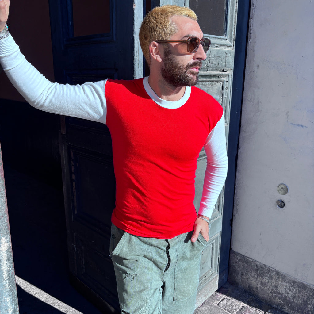 60/70's Berri Sports Tee Round Collar Red/White