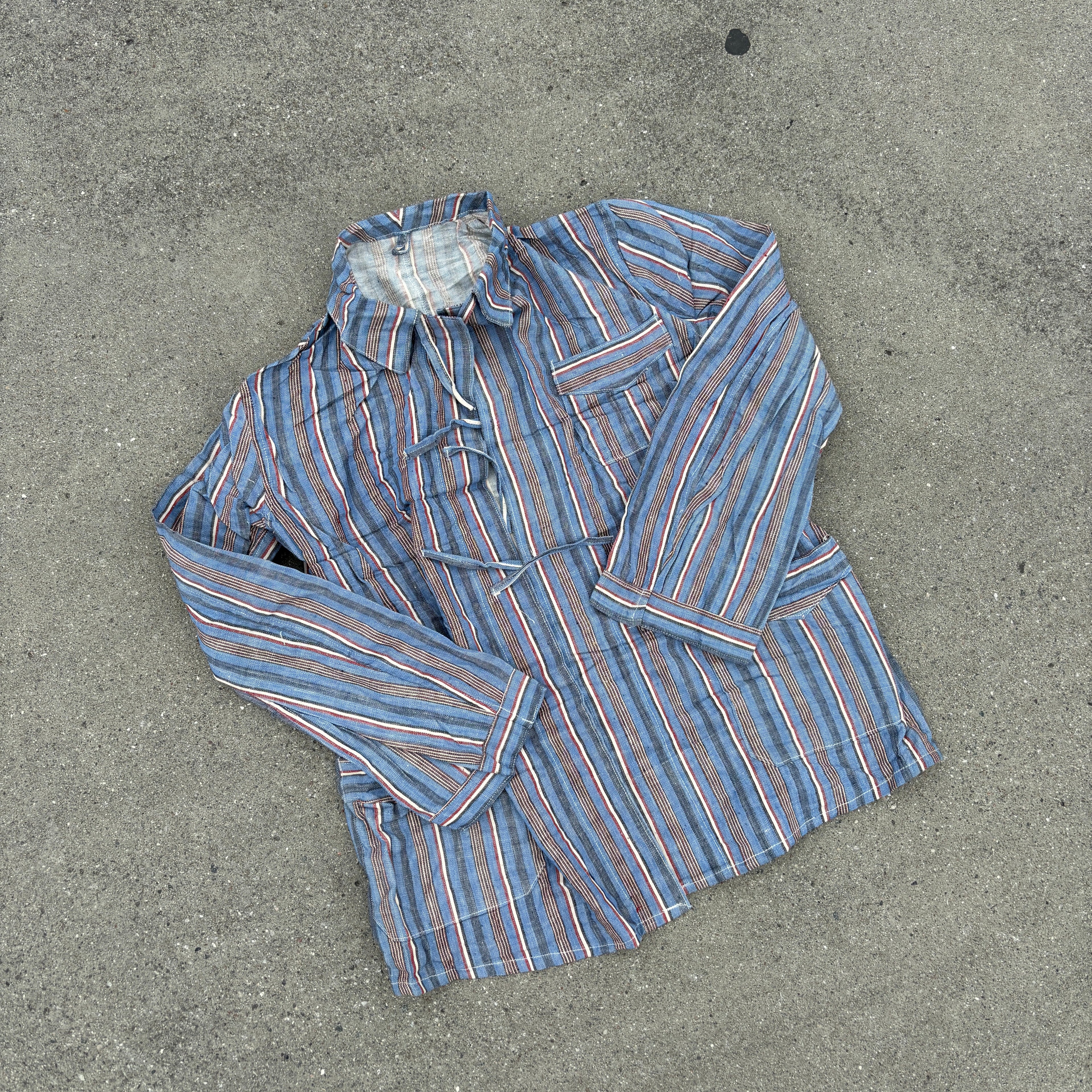 50's Bulgarian Army Striped Pyjamas Top