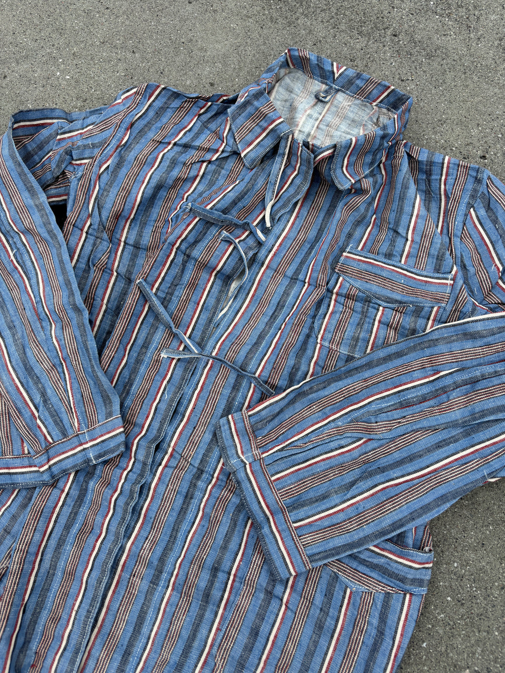 50's Bulgarian Army Striped Pyjamas Top