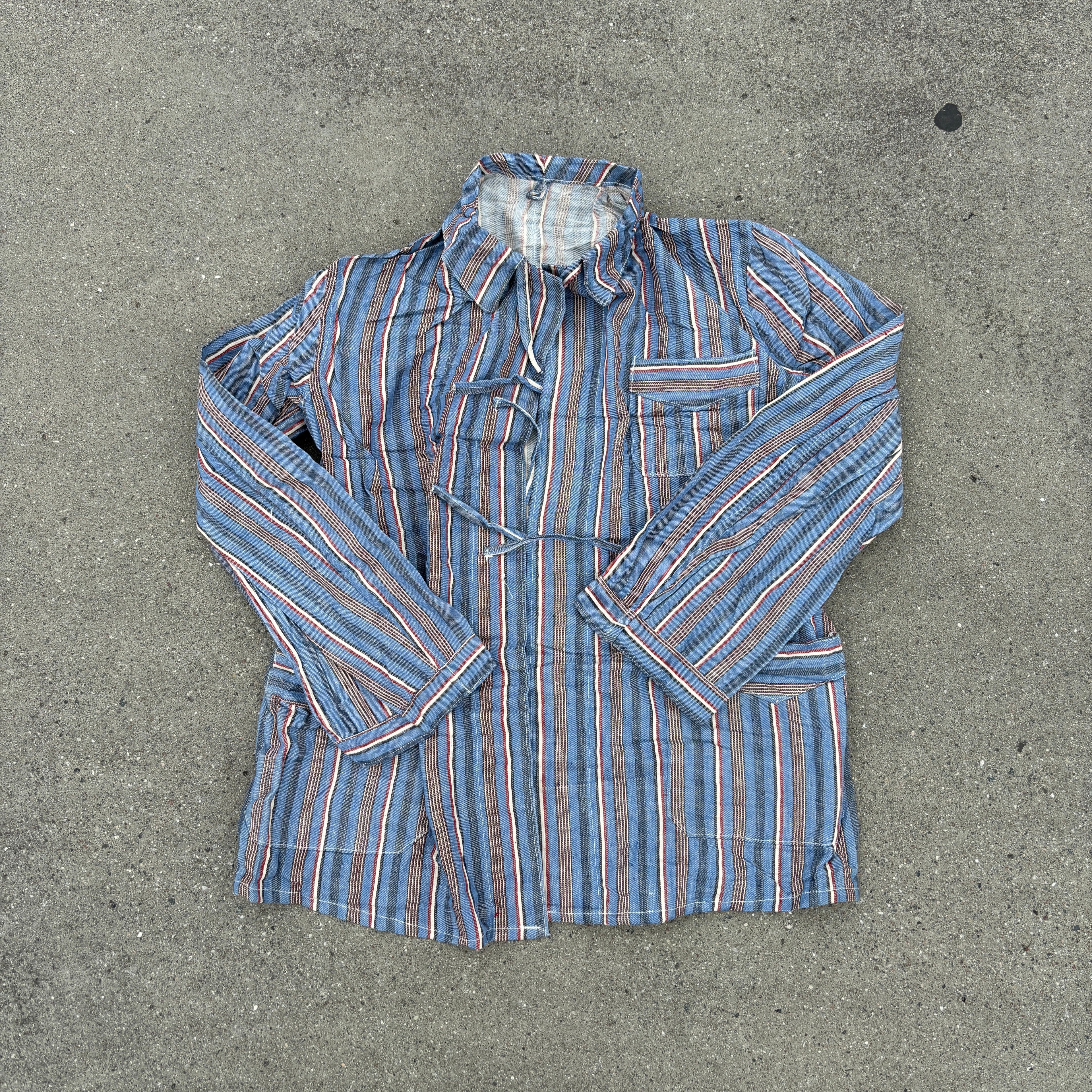 50's Bulgarian Army Striped Pyjamas Top