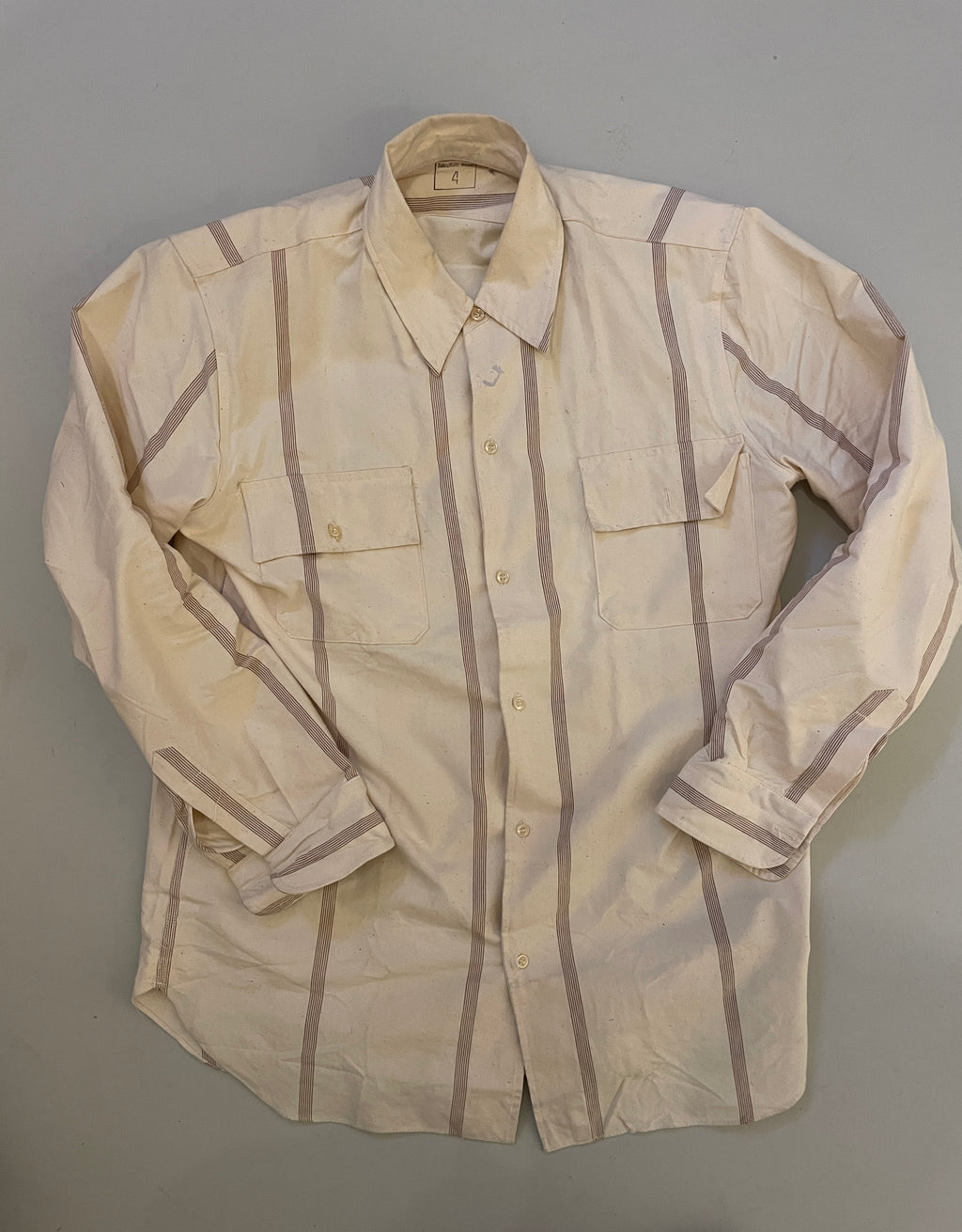 Striped Italian Military Prisoner Shirt - Off White