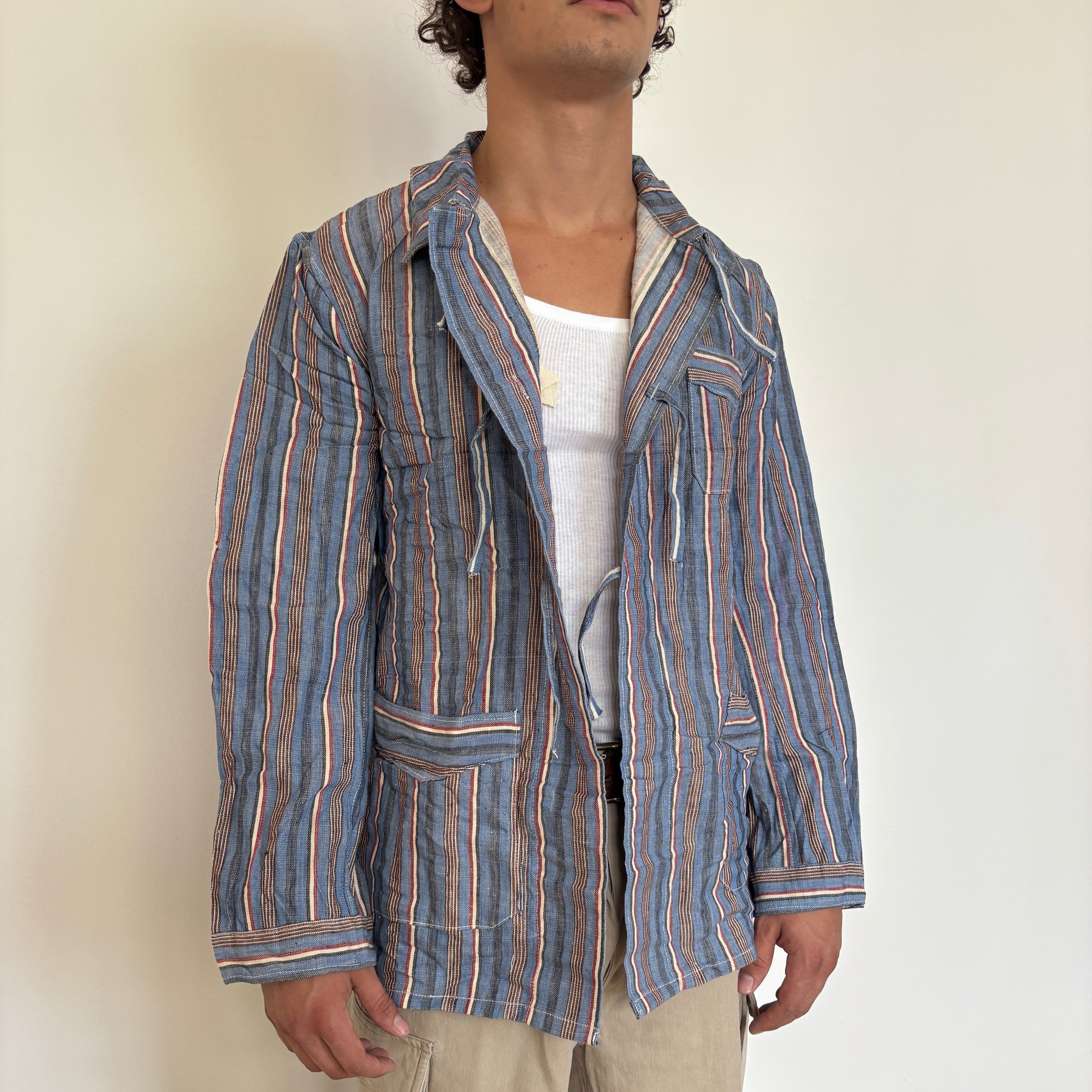 50's Bulgarian Army Striped Pyjamas Top