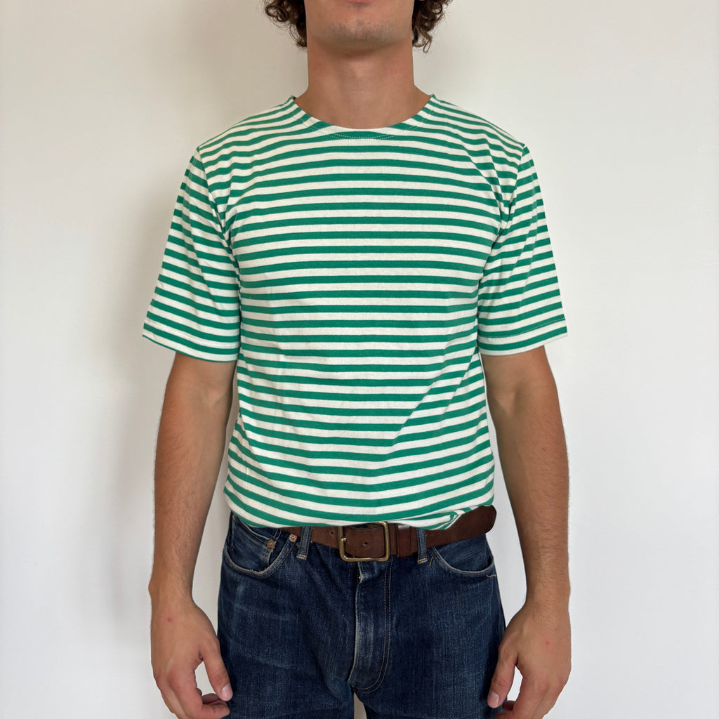 Green/White Striped Telnyashka - Short Sleeve