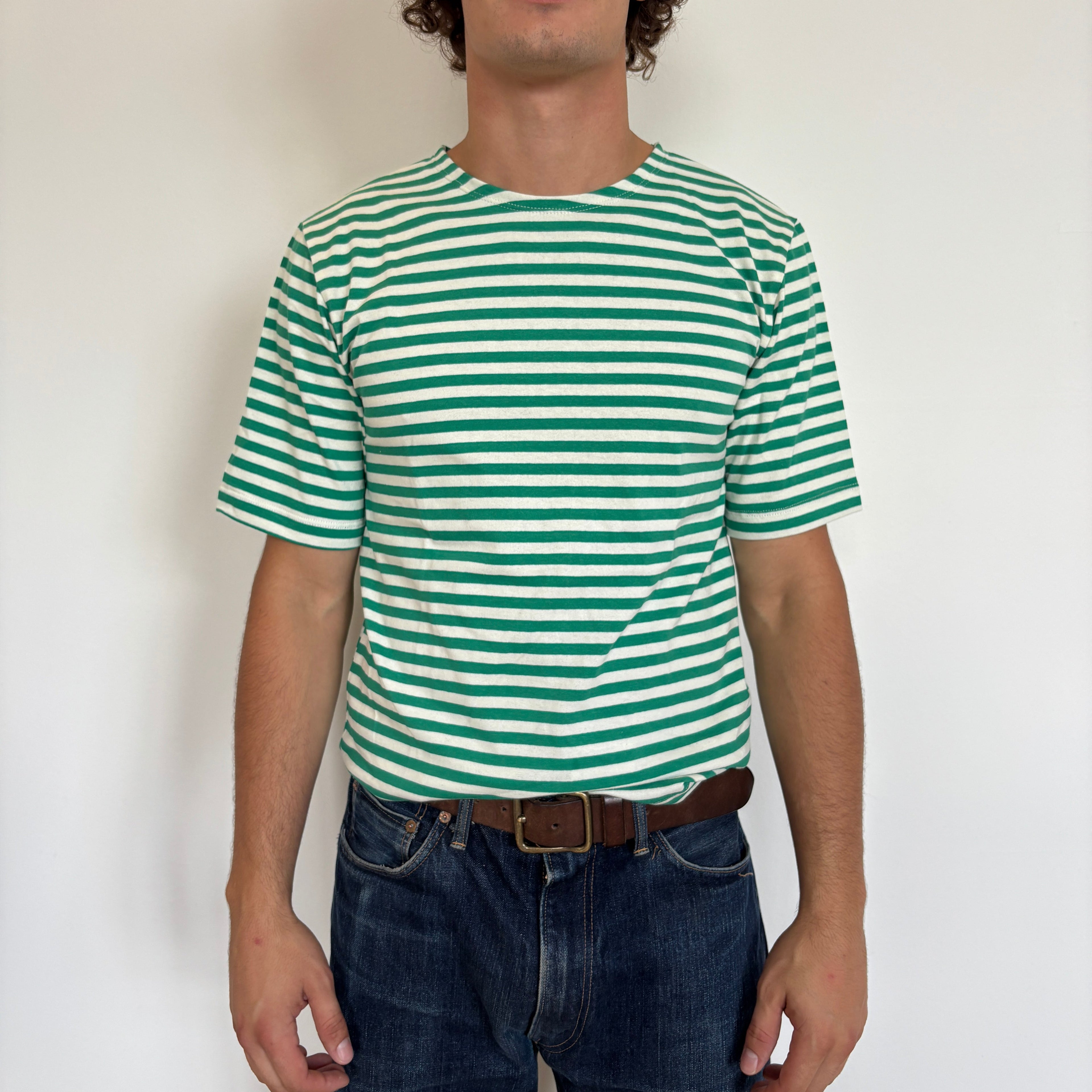 Green/White Striped Telnyashka - Short Sleeve