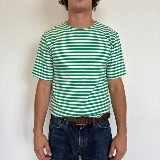 Green/White Striped Telnyashka - Short Sleeve