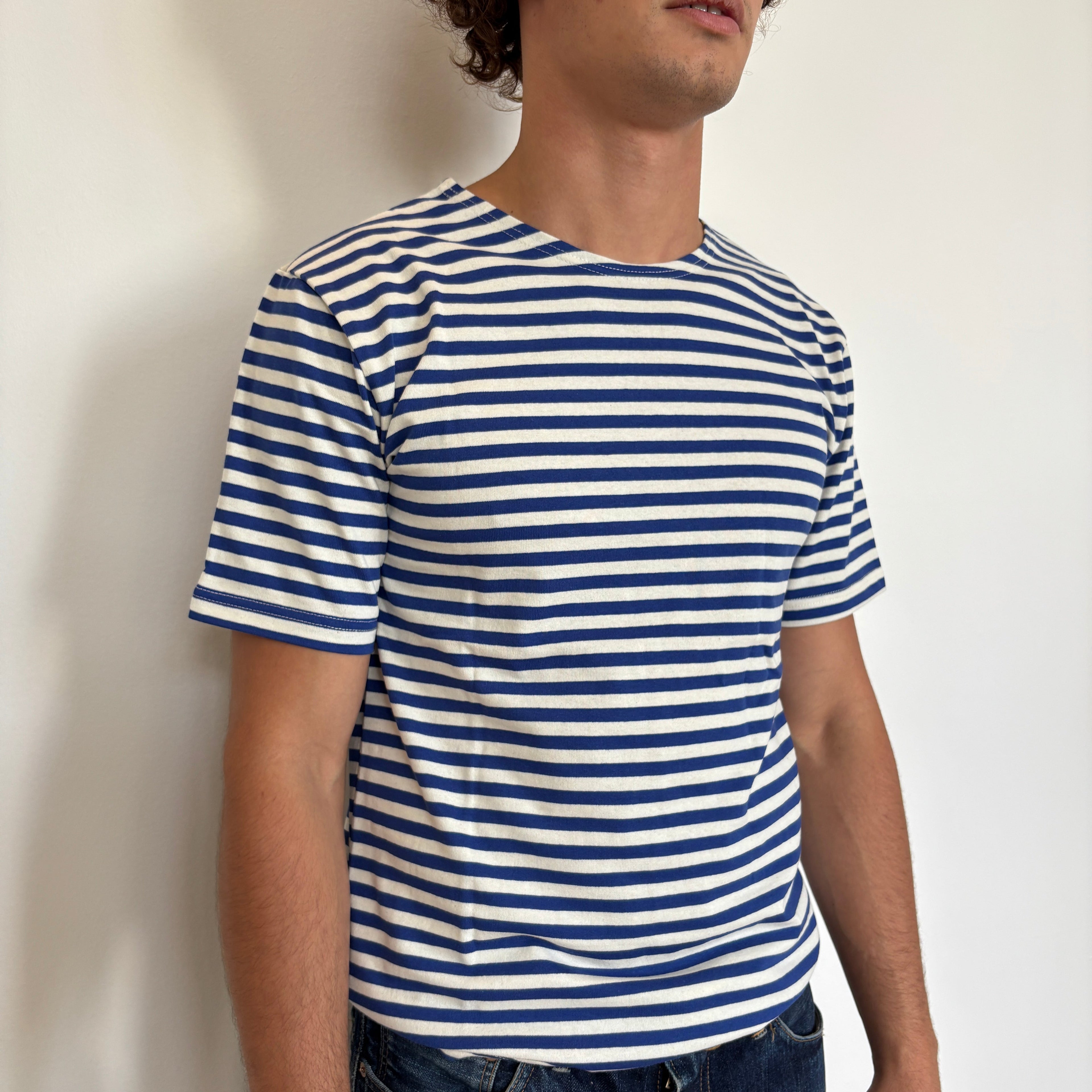 Light Blue/White Striped Telnyashka - Short Sleeve