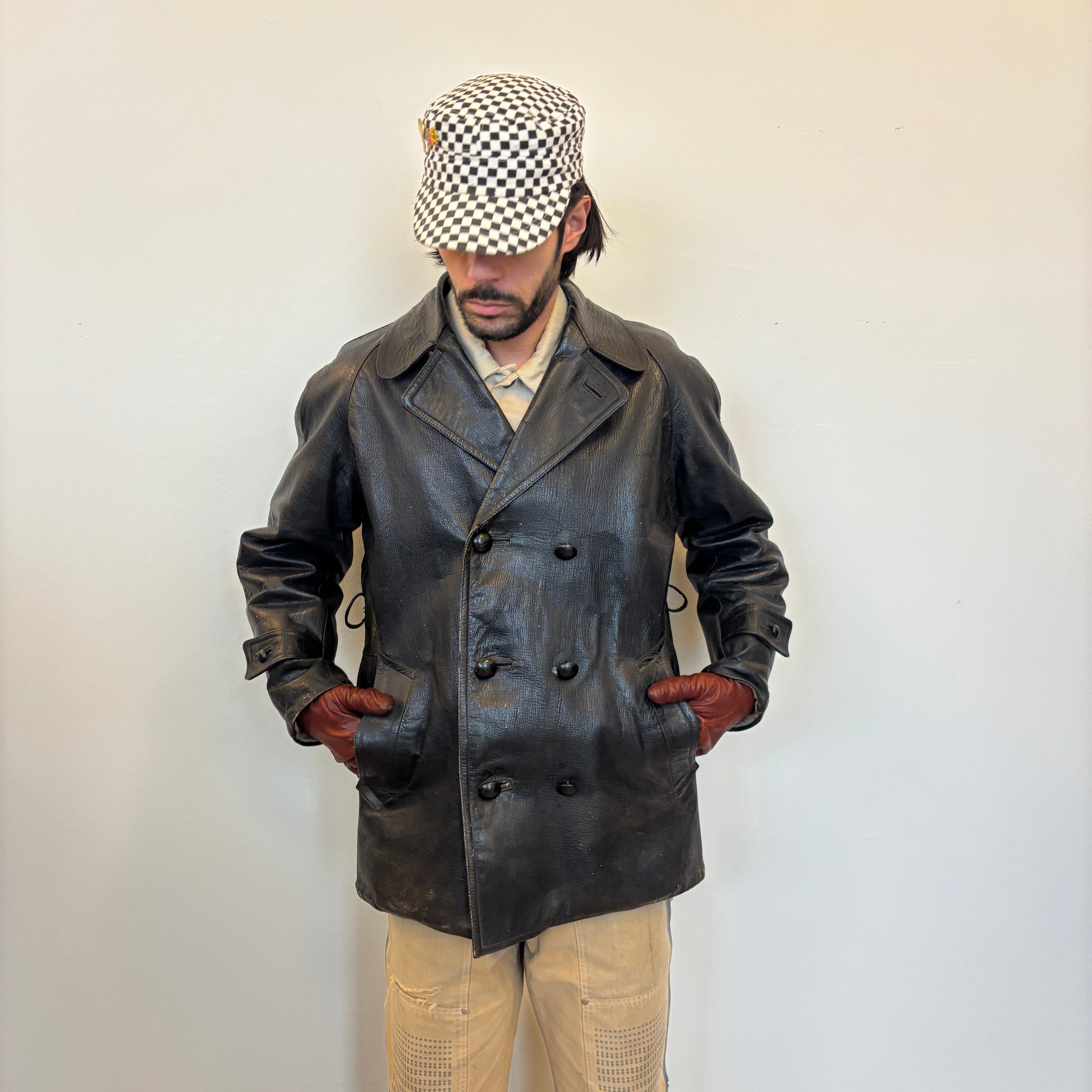 1940's Italian Double Breasted Leather Jacket