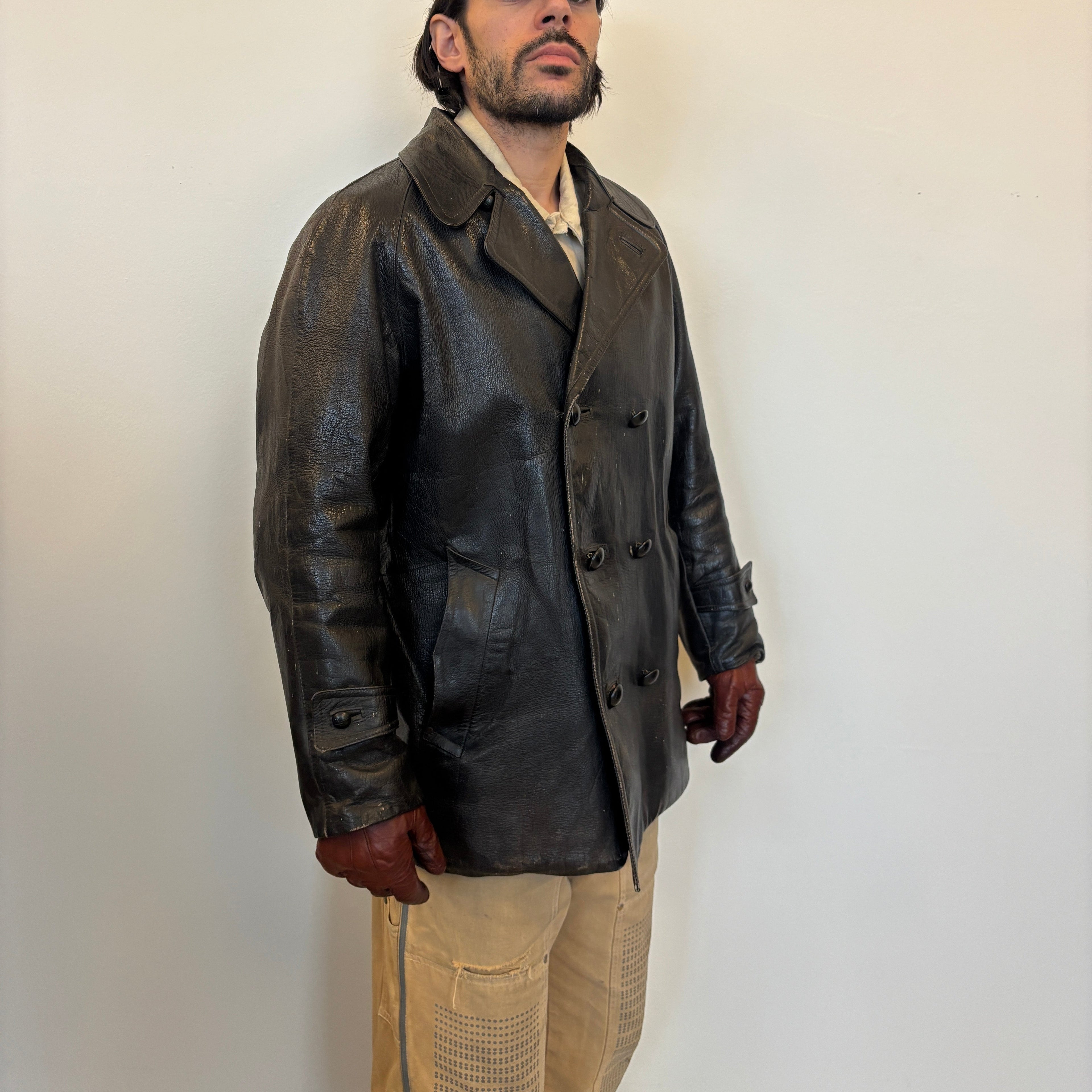 1940's Italian Double Breasted Leather Jacket