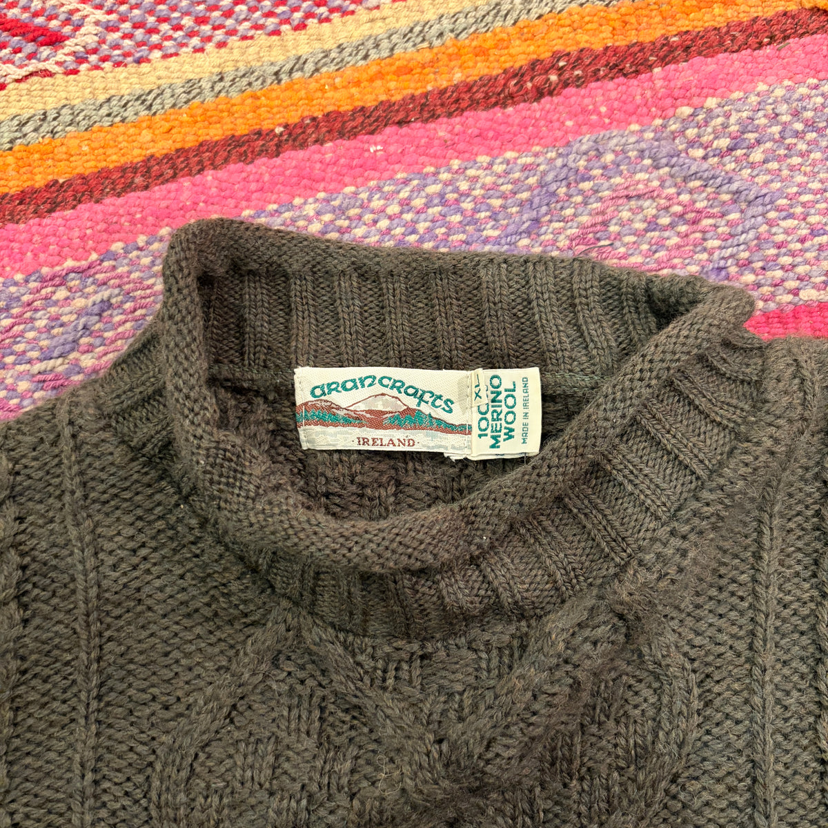 Vintage Olive Green Hand Knitted Sweater