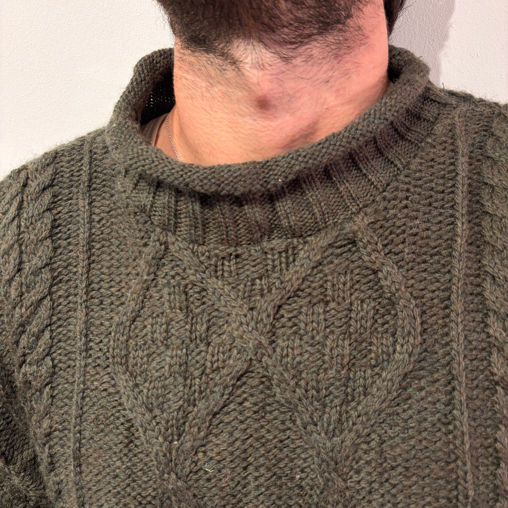 Vintage Olive Green Hand Knitted Sweater