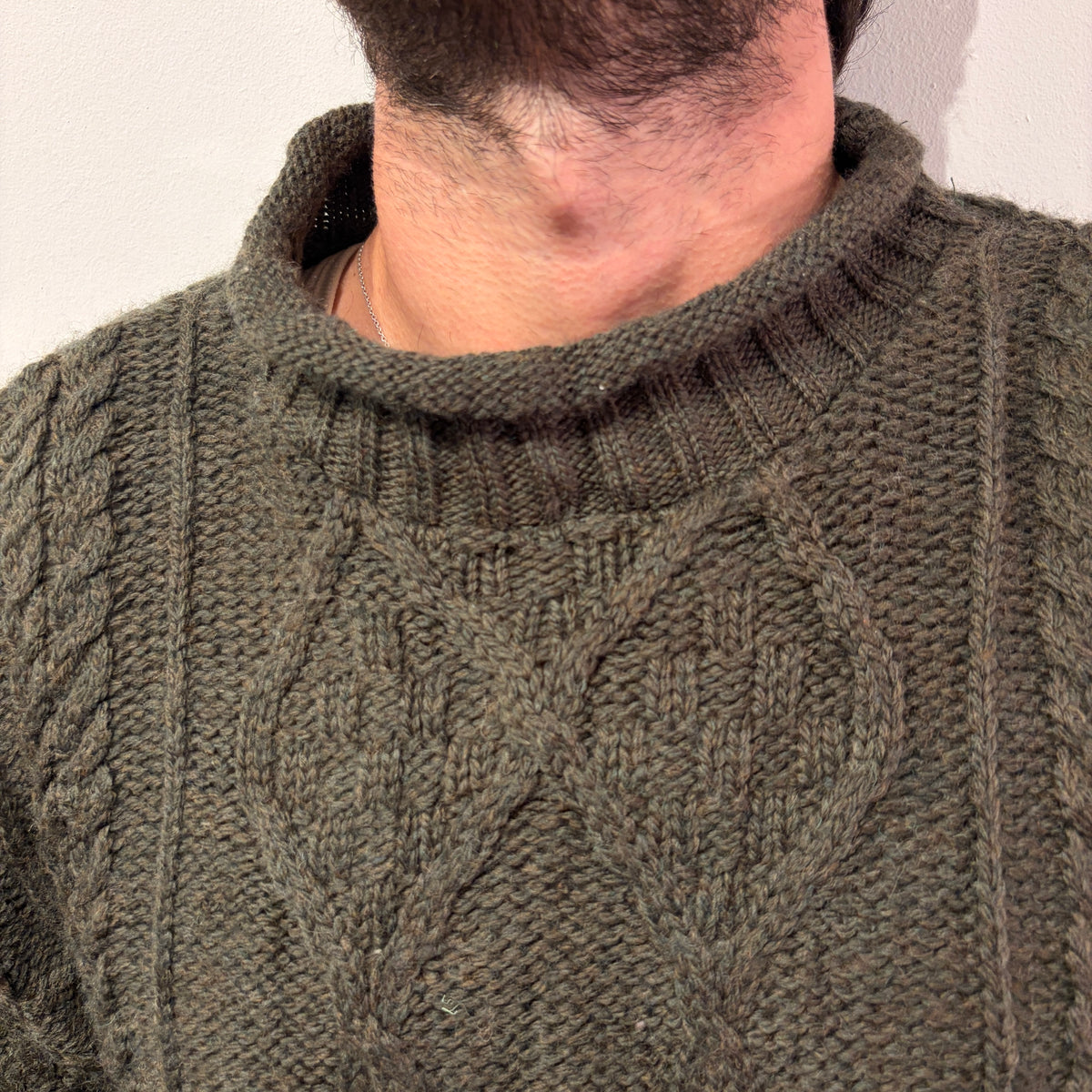 Vintage Olive Green Hand Knitted Sweater