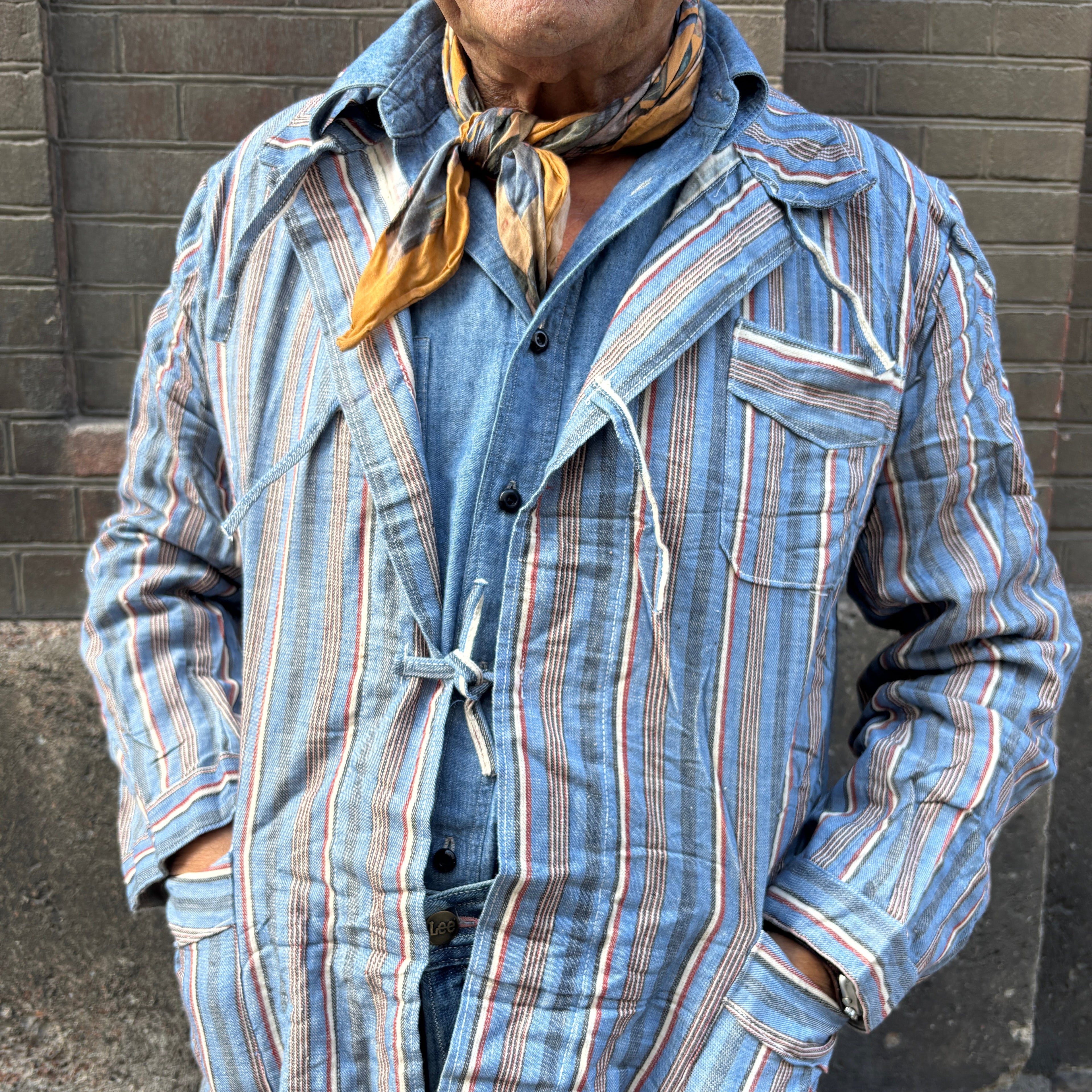 50's Bulgarian Army Striped Pyjamas Top