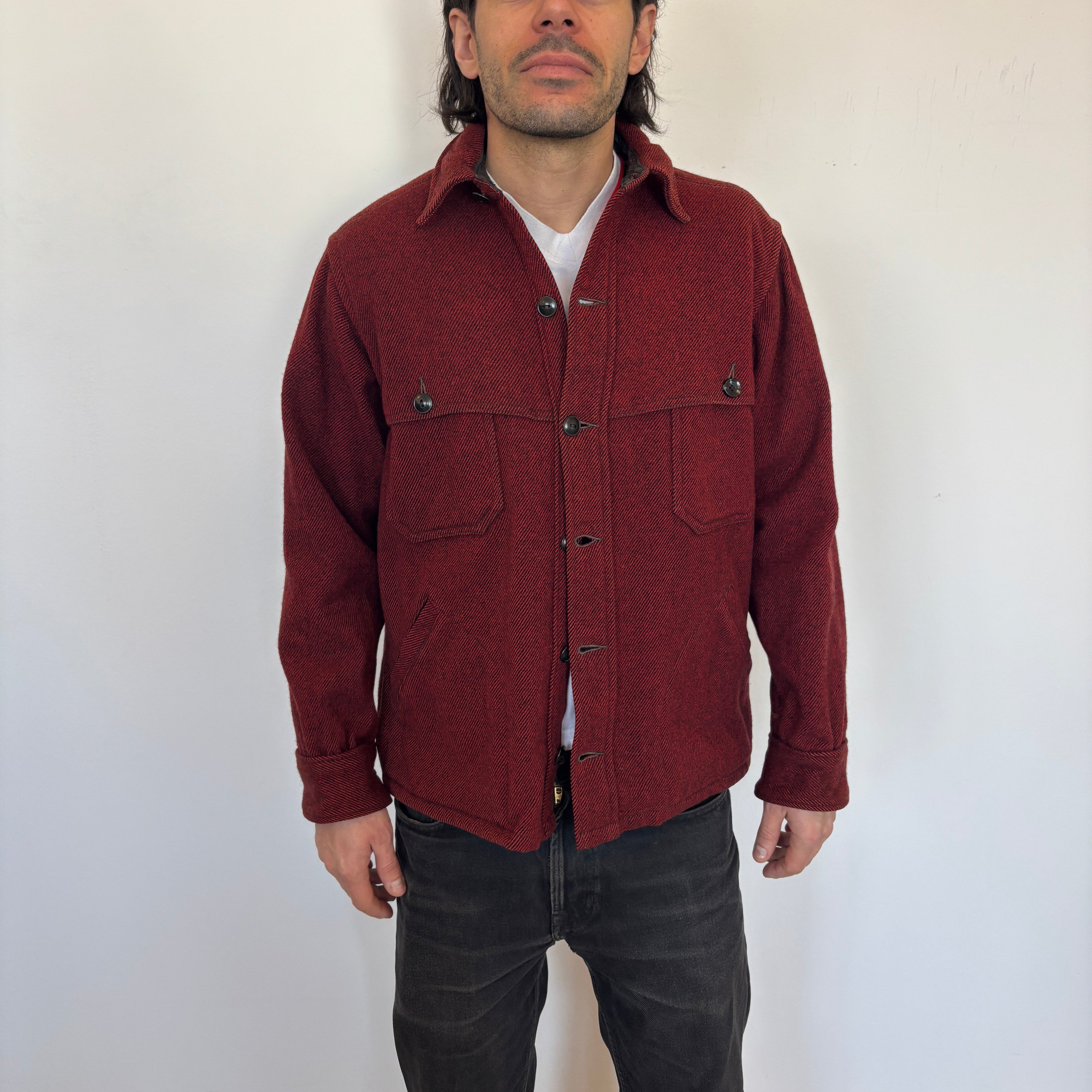 70s Woolrich Deep Red Wool Overshirt