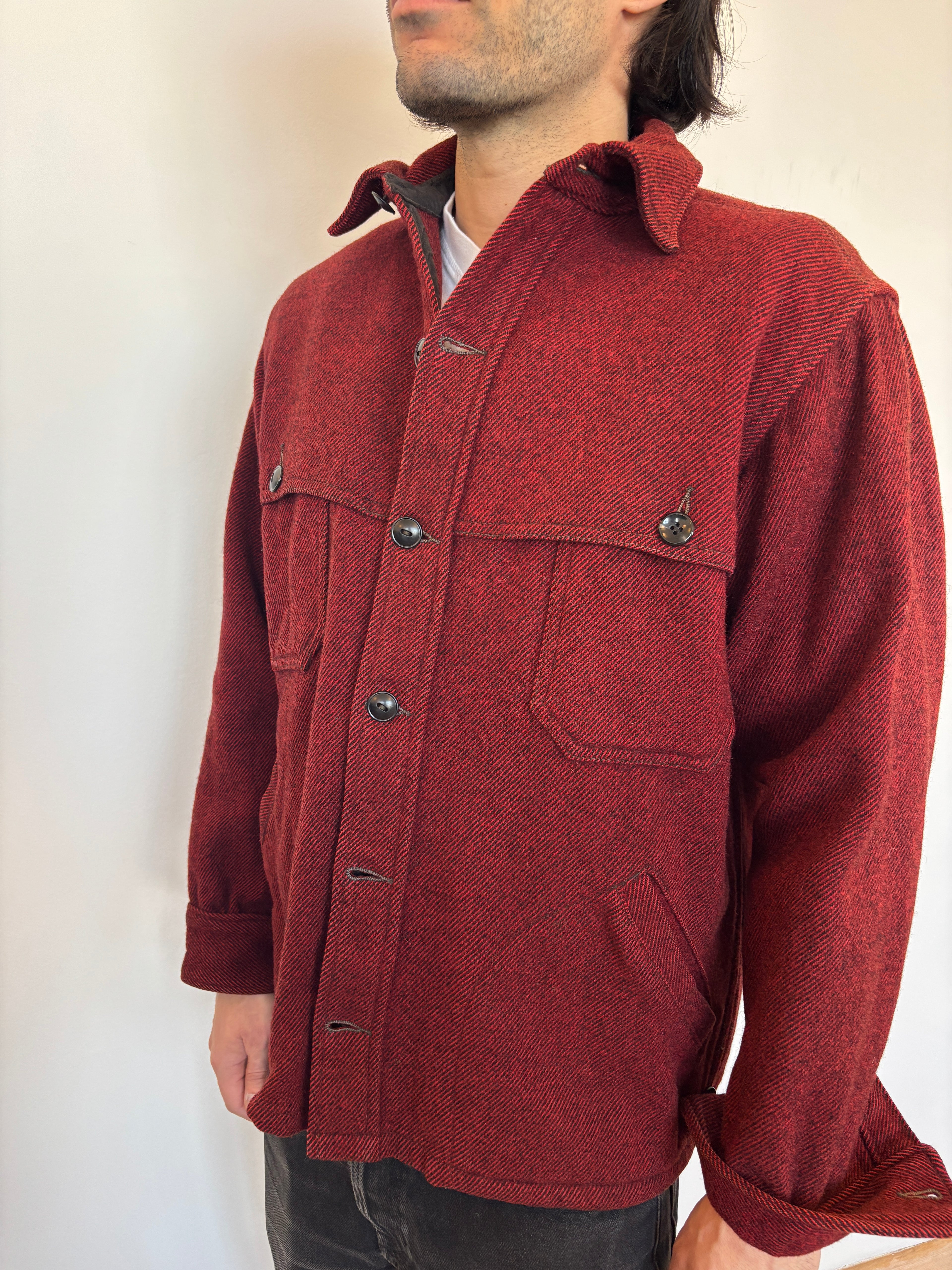 70s Woolrich Deep Red Wool Overshirt