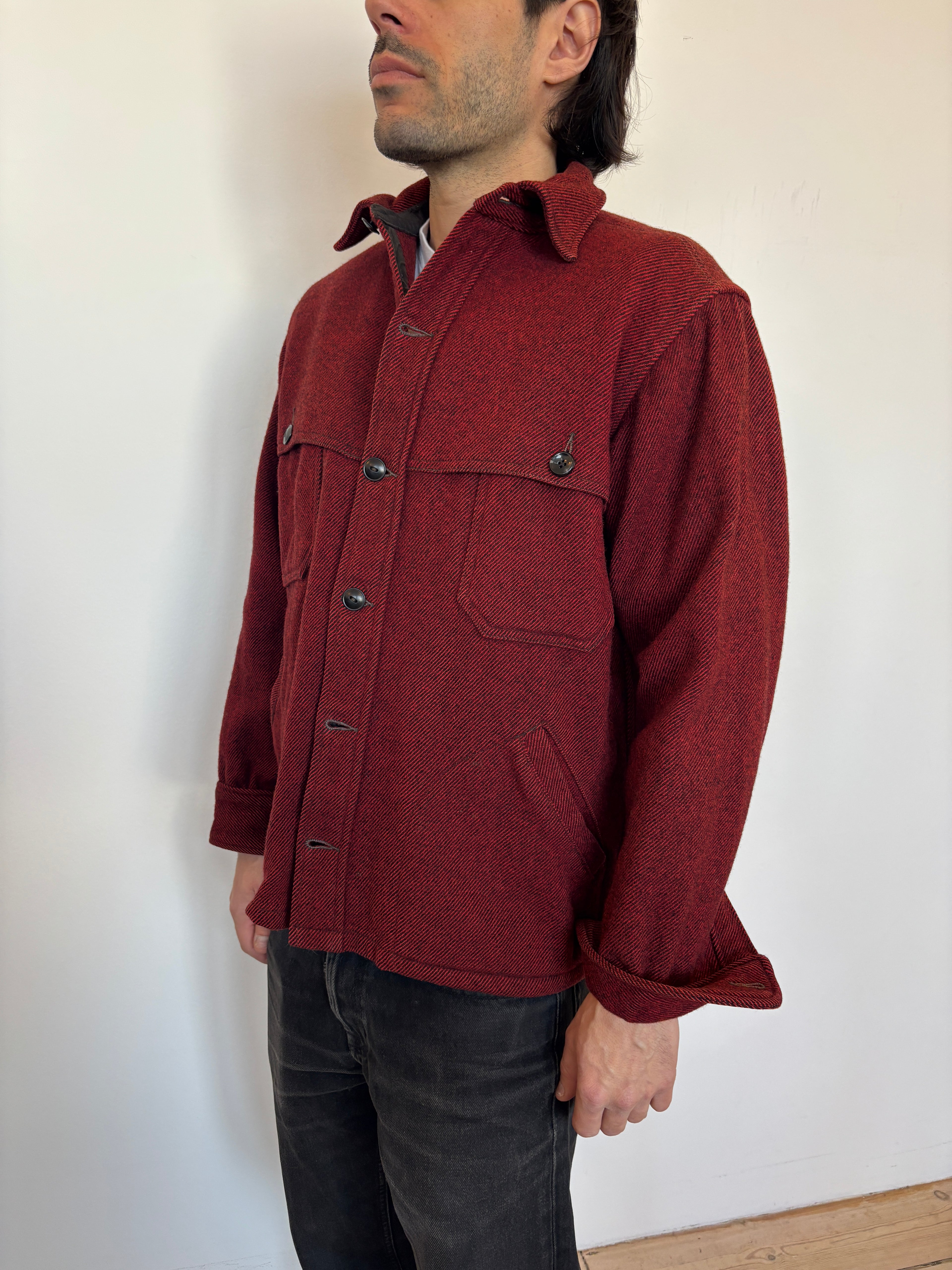 70s Woolrich Deep Red Wool Overshirt
