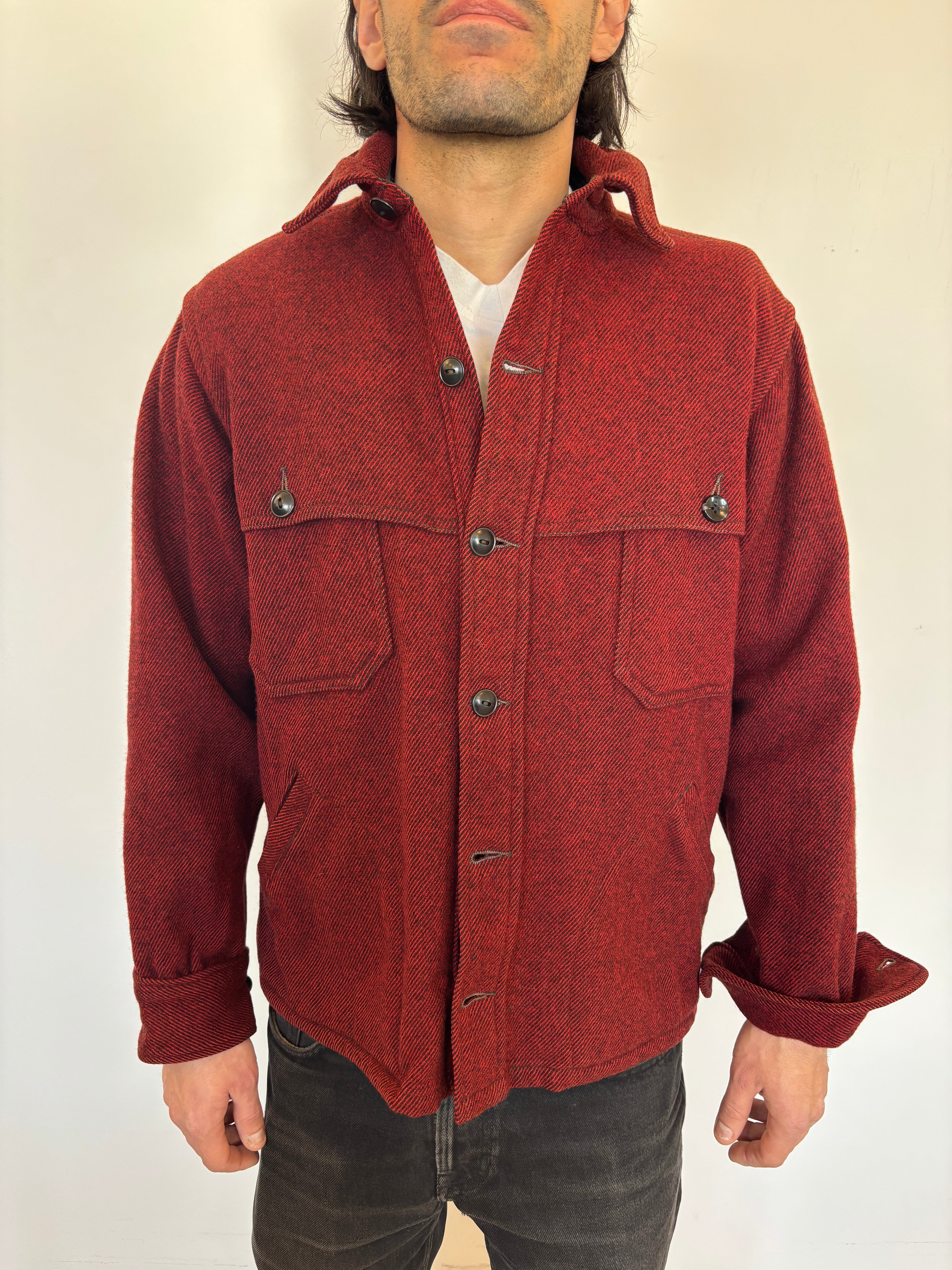 70s Woolrich Deep Red Wool Overshirt