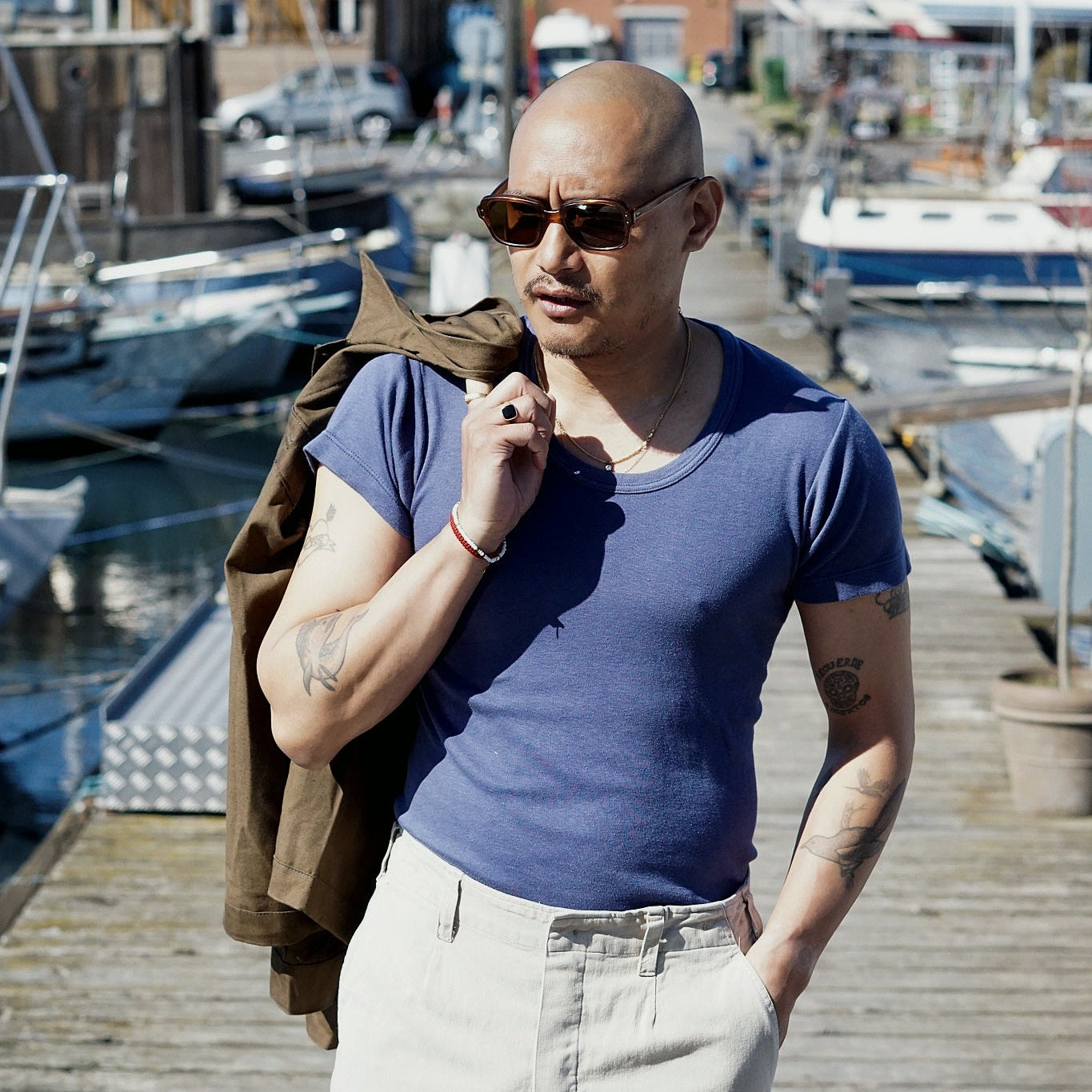 Danish 80’s Deadstock Navy Tee Indigo Blue